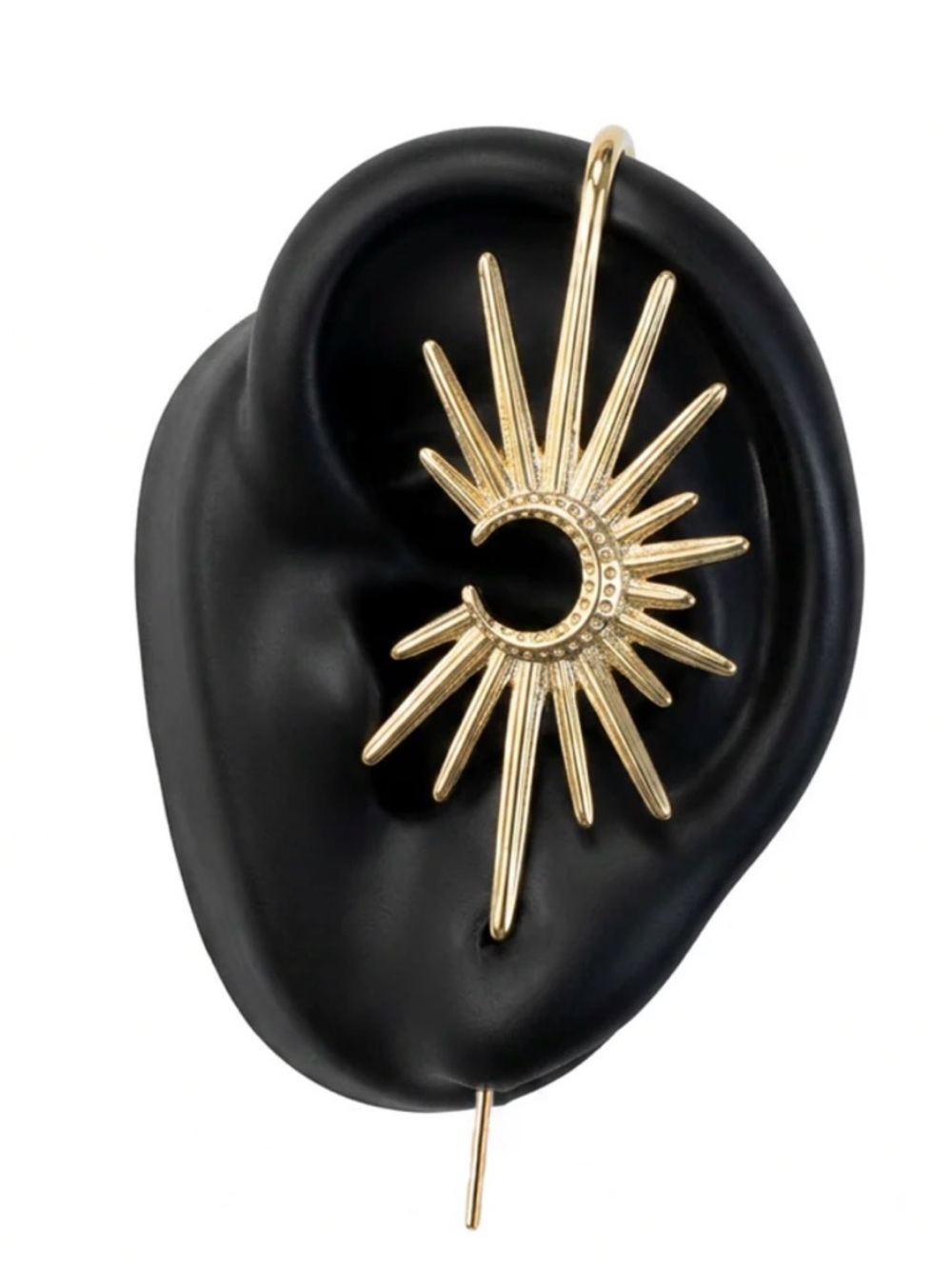 Oreylo Gold Sunburst Crescent Ear Cuff - Single - Left Ear